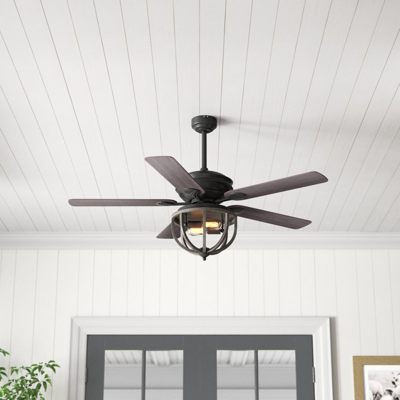 Ventilateur de plafond standard à 5 pales de 52 po avec télécommande et ensemble d'éclairage inclus Palmore