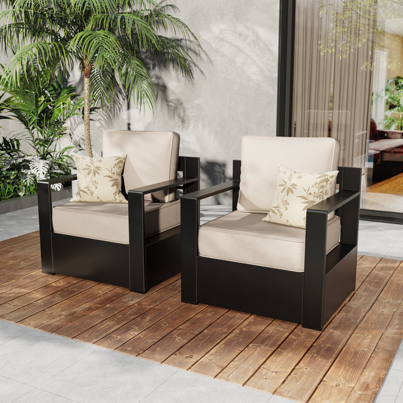 Patio Chair with Cushions, Beige