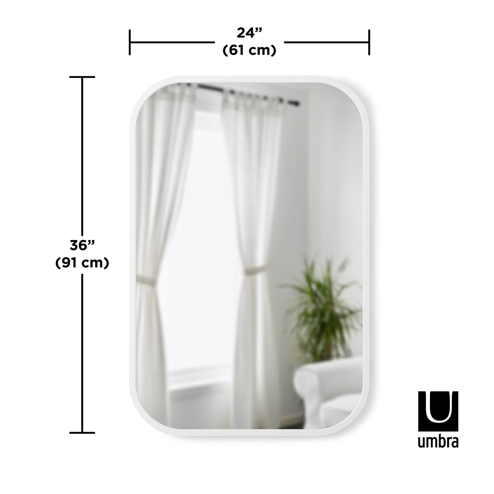 Hub Rubber Flat Mirror, White