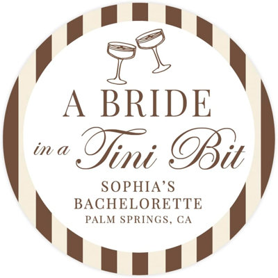 Autocollants de Bachelorette sur mesure rayés sur mesure «A Bride In A Tini»