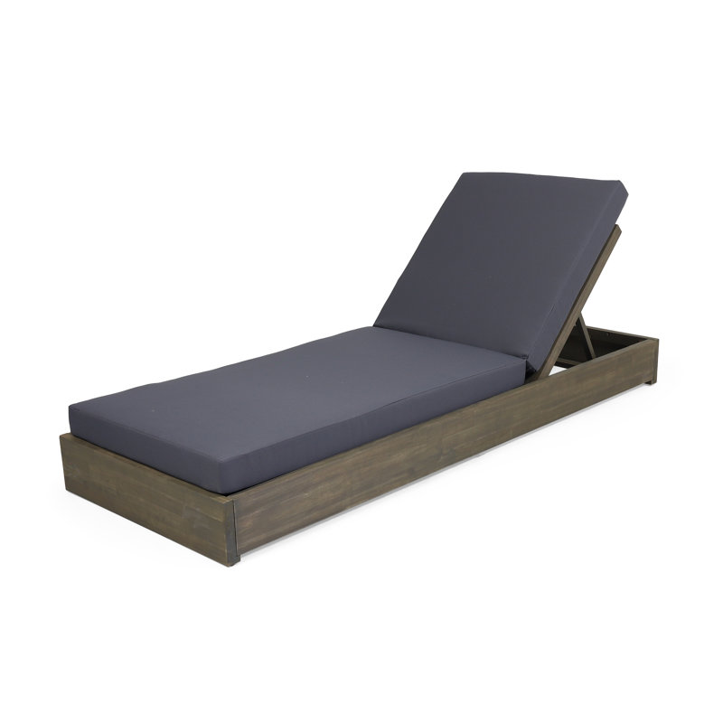 Leite 29.5'' Outdoor Acacia Chaise Lounge Set, Dark Gray, Gray
