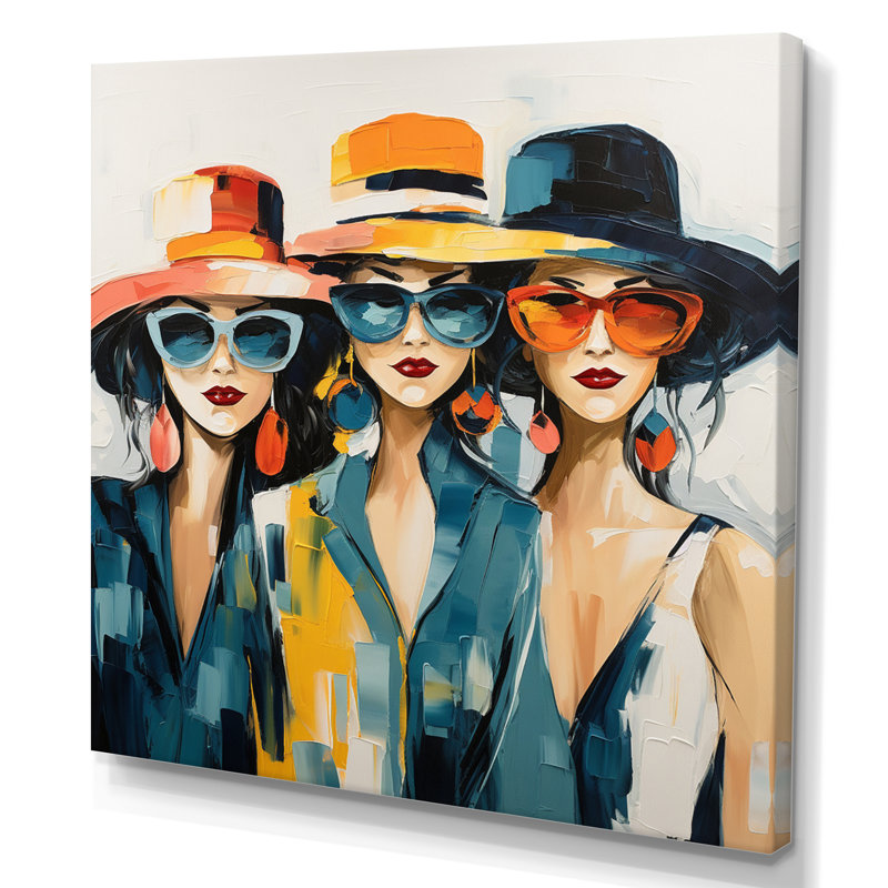 «Fashion Woman With Chapeaux II», reproduction d'art sur toile encadrée, H 16 po x l 16 po x P 1 po, Toile tendue
