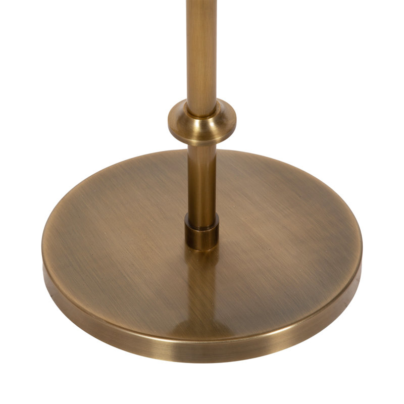 Traditional Adjustable-Height Metal Pedestal Table, White, Gold, 14" W x 14" D
