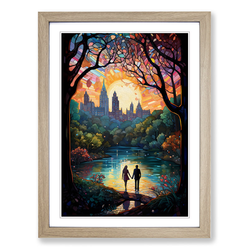 Central Park Nouveau 1 Piece Single Picture Frame Wall Art, 34cm H x 25cm W x 2cm D, Oak Framed