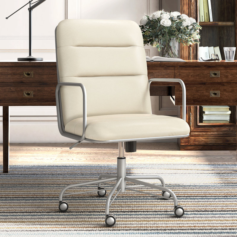 Neo Ergonomic Swivel Office Chair, Silver, Cream