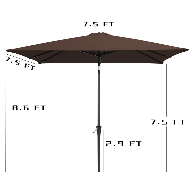Parasol carré 7,5 x 7,5 pi, Brun