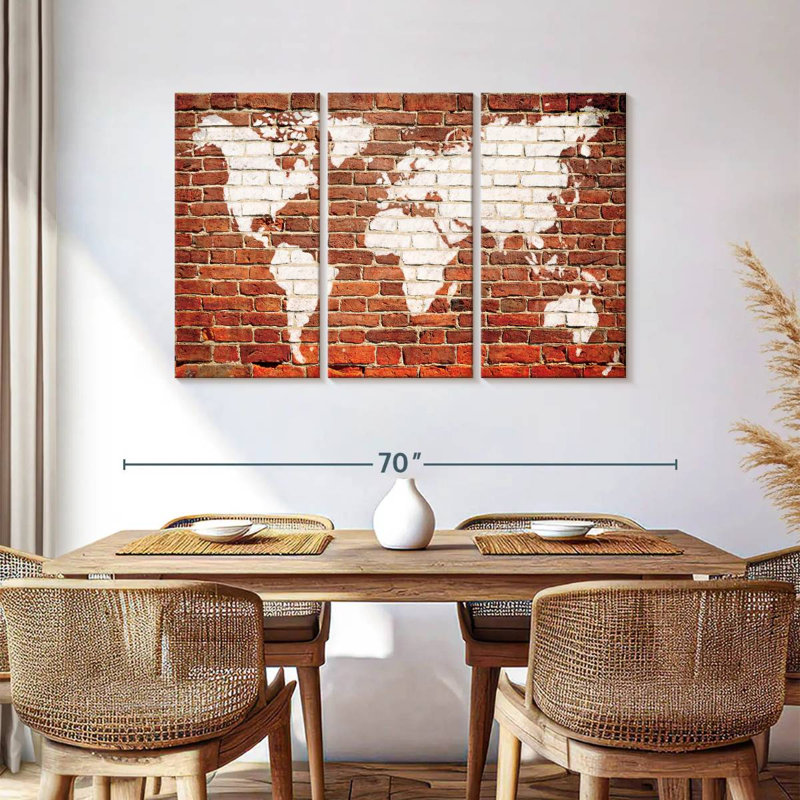 Aliaz World Map On Bricks, 36" H x 57" W