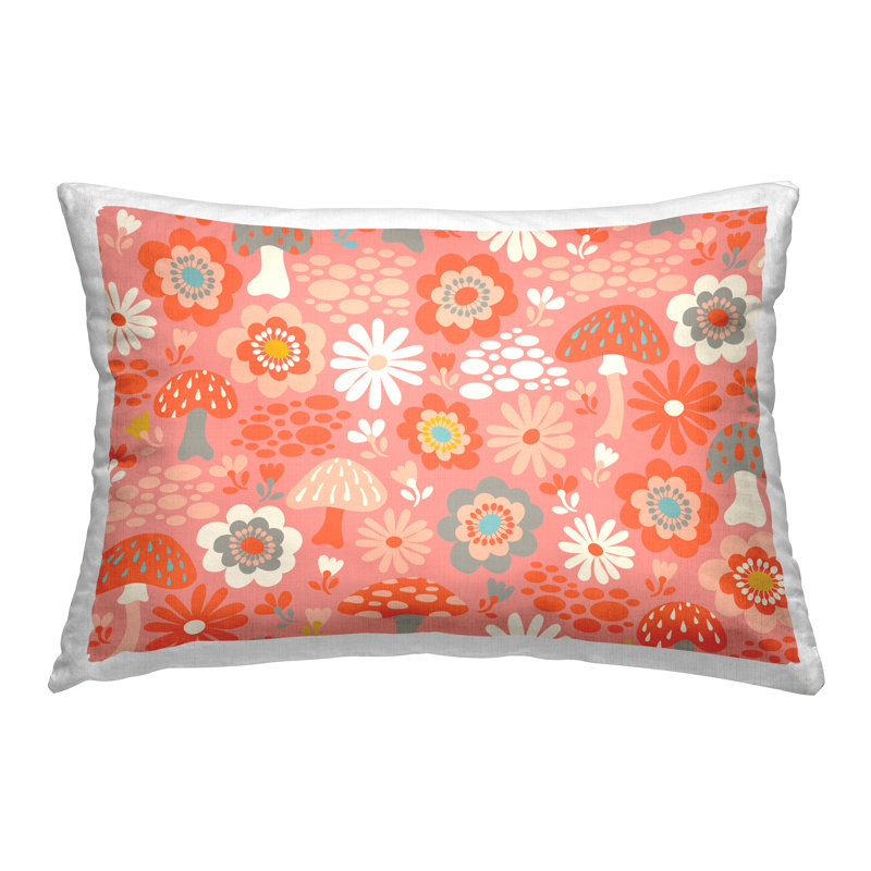 Coussin décoratif imprimé Gather Together par Laura Marshall, Motif floral rose