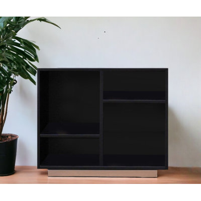 22" Black and Pink Four Tier Geometric Bookcase