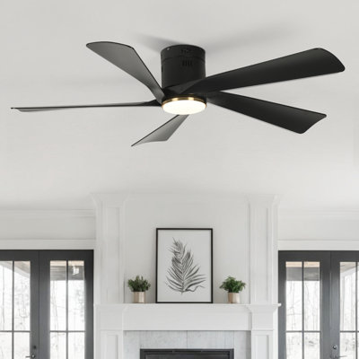 Grand ventilateur de plafond moderne à intensité variable de 52 po avec lumières DEL et télécommande Karlena