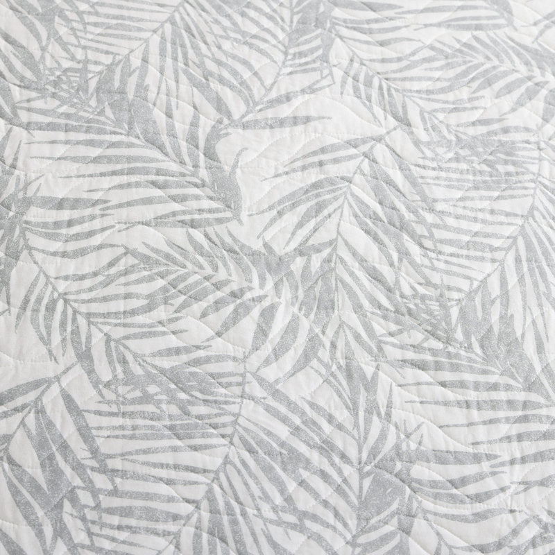 Tommy Bahama Palmday Cotton Reversible Quilt Set, King Quilt + 2 King Shams, Grey