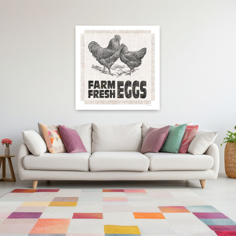 Farm Fresh Eggs, art contemporain, H 48 po x l 48 po