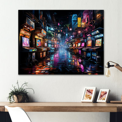 Neon Arcade Video Game Dream - Video Games Metal Wall Art MT136781