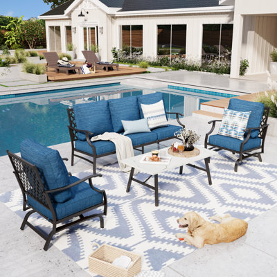 Ensemble de conversation pour patio Tapasi 5-7 personnes avec chaises longues berçantes et repose-pieds optionnel