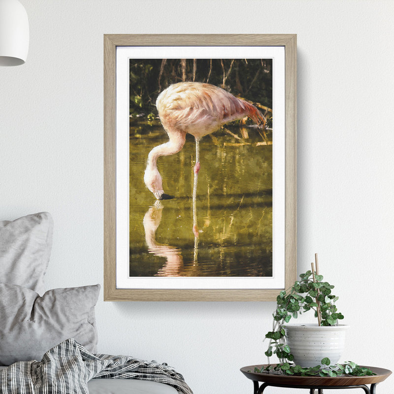 Pink Flamingo Vol.2 - Framed Print, 36cm H x 27cm W x 2cm D, Oak Framed