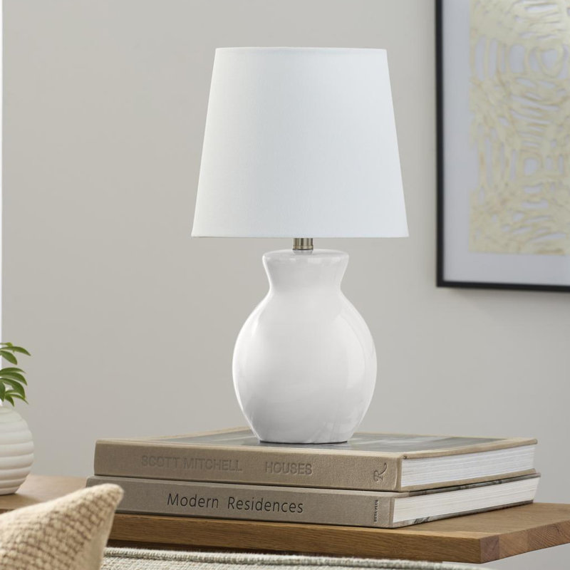 Abat-jour tambour Momsen, Blanc, H 15 po x l 8 po x P 8 po