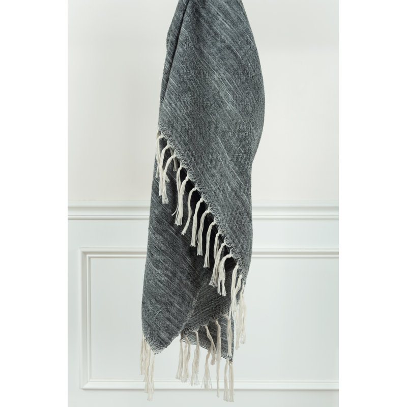 Dark Gray and White Reversible Polyester Throw Blanket
