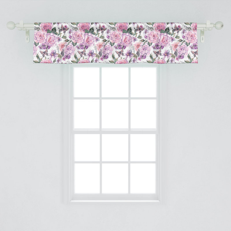 Ensemble de 2 cantonnières et roses Ambesonne, L 54 po x L 12 po