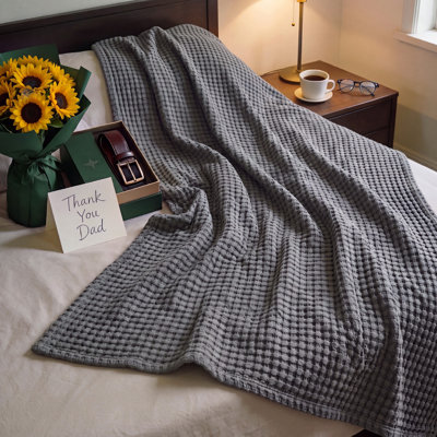 Bedsure 406gsm 100% Cotton Blanket Breathable Waffle Weave Throw Blanket GentleSoft™️