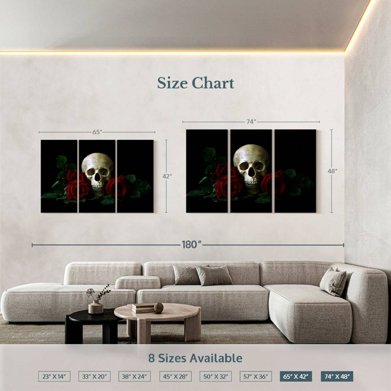 Kerner Rose Skull, 42" H x 65" W