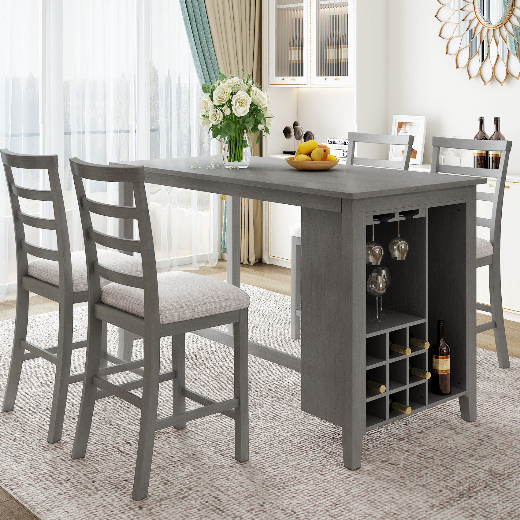 Caitbrook gray 5 piece online x back dining set