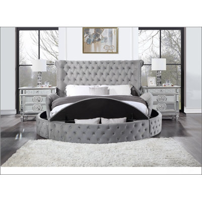 Gaiva  Bed Sturdy and durable, modern and simple, environmentally friendly materials, easy to install w/Storage,  Velvet