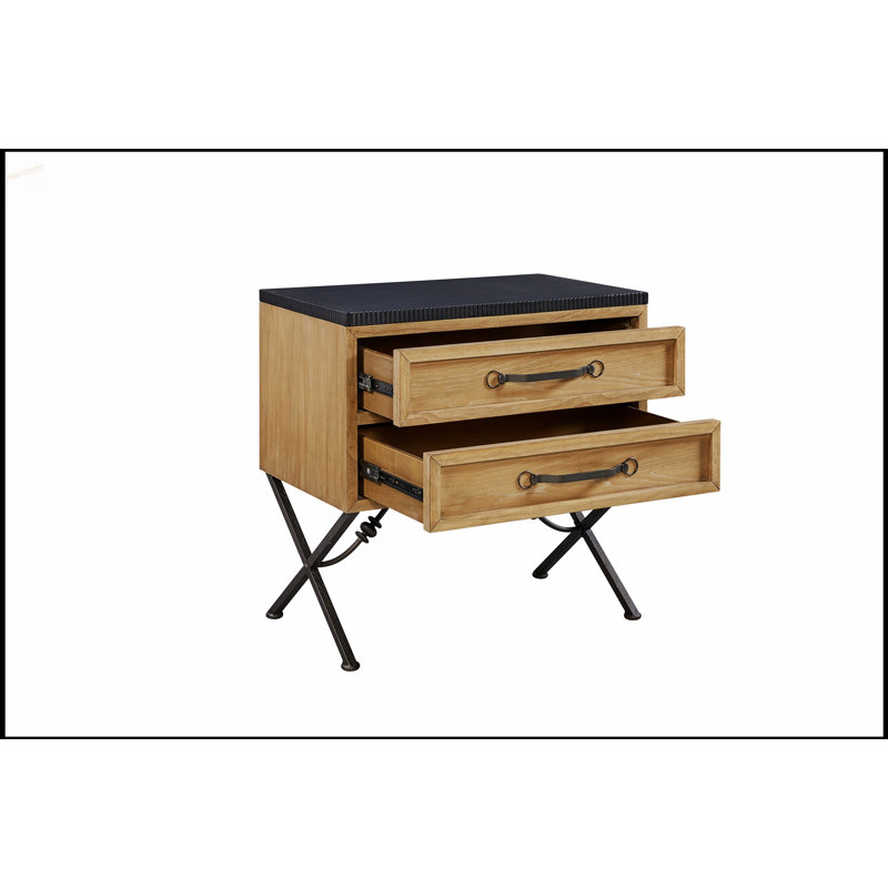 Table de chevet 2 tiroirs - Cajou, élégante et fonctionnelle avec beaucoup de rangement pour les chambres modernes, durable et facile à assembler.
