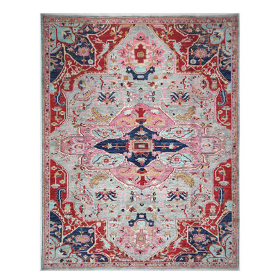 Tapis bleu et bleu marine de haute qualité noué à la main