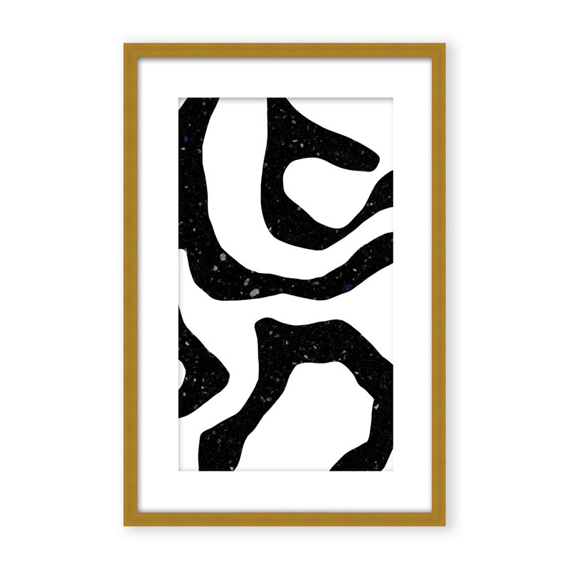 Abstract Black Gems by  - Picture Frame Painting on Paper, 36" H x 24" W x 1.125" D, Black, Framed Print