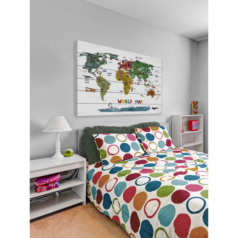 «World Destinations», reproduction sur bois blanc, H 40 po x l 60 po x P 1,5 po