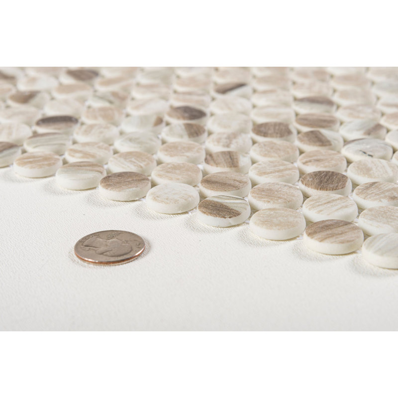 Dexo 1" Glass Penny Round Mosaic Kitchen Backsplash, Bathroom, Shower, Pool, Wall and Floor Tile, Noel