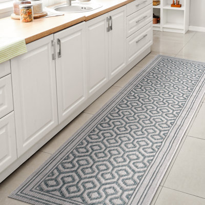 Tapis bleu sarcelle / gris Fidler