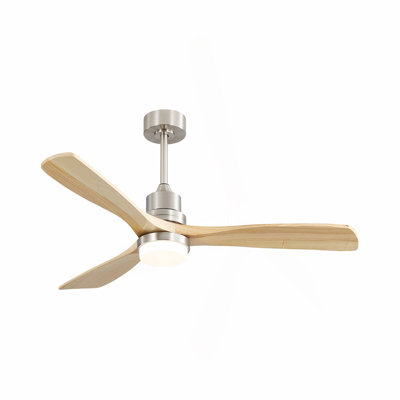 Ventilateur de plafond d'intérieur de 52 pouces avec lumière à DEL à intensité variable et télécommande à 6 vitesses avec 3 moteurs à courant continu pour la chambre à coucher