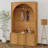 Arched Hall Tree With Bench And Shoe Storage, Entryway Storage Bench With Hooks And Adjustable Shelves, 3 Cabinets-1634547957