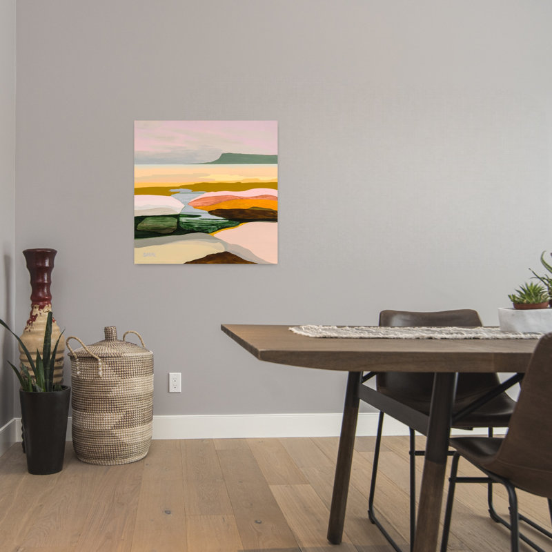 Art contemporain contemporain, paysage de plage abstrait, H 24 po x l 24 po