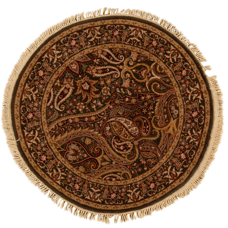 High-Quality Hand-Knotted Dark Green Area Rug