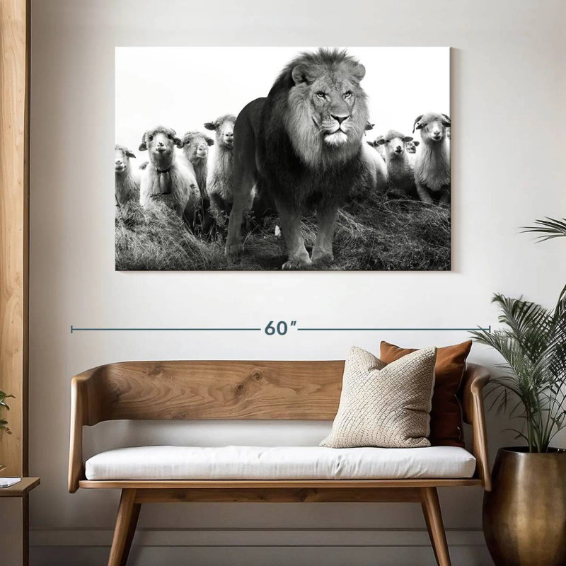 Lion Among Sheep, 32" H x 48" W