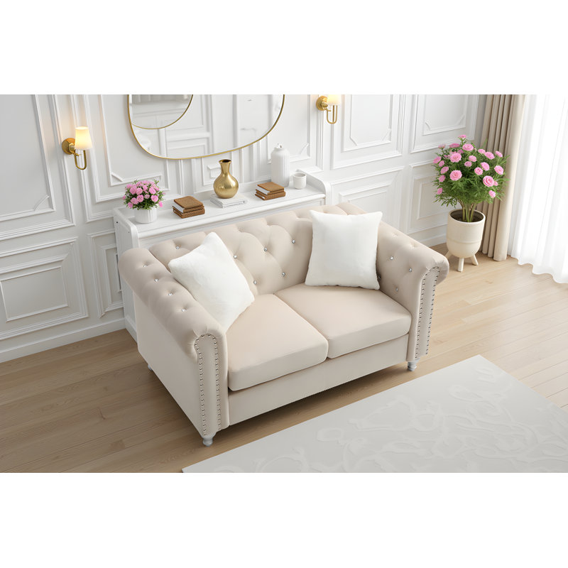 Causeuse en velours Latéralrika, Beige