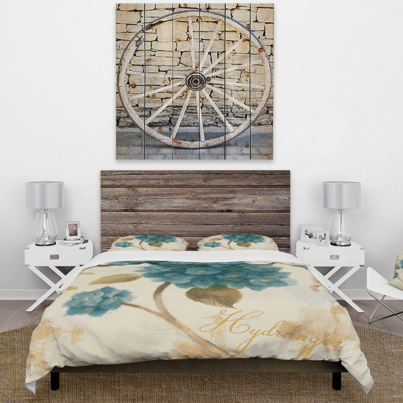 Ensemble de housse de couette Farmhouse Blue Hydrangea II - microfibre de polyester, Housse simple + 1 taie décorative