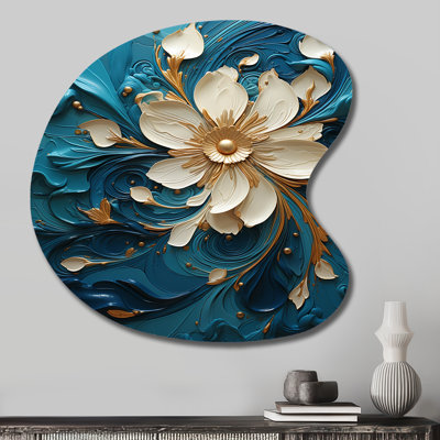 Gahn - Abstract Spirals Irregular Shape Metal Wall Art, Blue Asymmetrical Metal Art Print