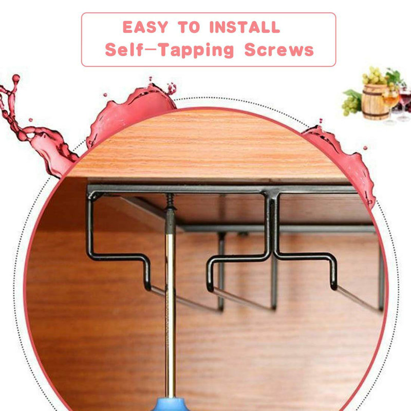Adalyna Open Shelving Wine Glass Rack, Black