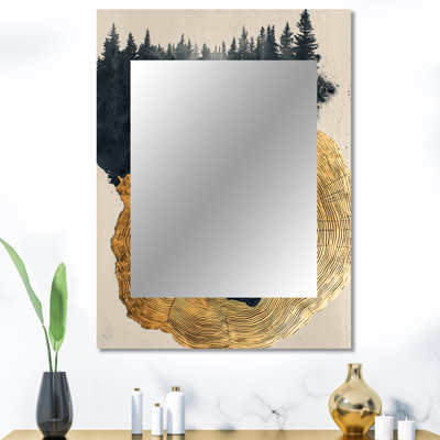 Forêt foncée liquide Gem River II - miroir décoratif forêt, grand miroir mural traditionnel, impression d'art en métal