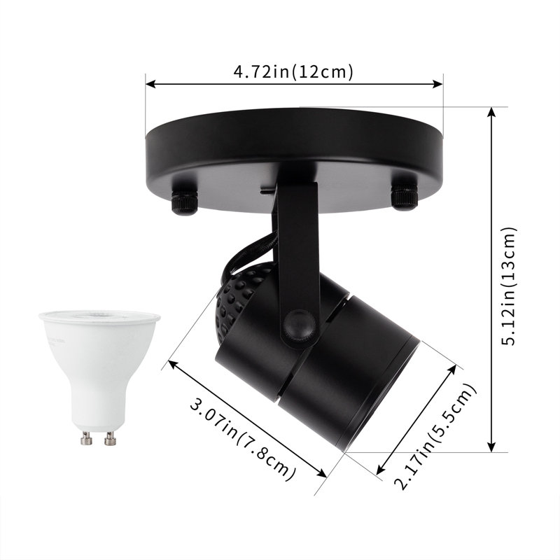 Black Ceiling Spotlight Bulb Replaceable LED Spot Lights 8W GU10 Bulb 3000K 90 CRI 38° Beam Angle