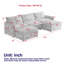 Canapé en tissu velours 3 places en velours côtelé confortable avec repose-pieds mobile pour le salon, ensemble de canapé en U surdimensionné à assise profonde, canapé rembourré à assise profonde de grande taille avec 3 coussins-116808102