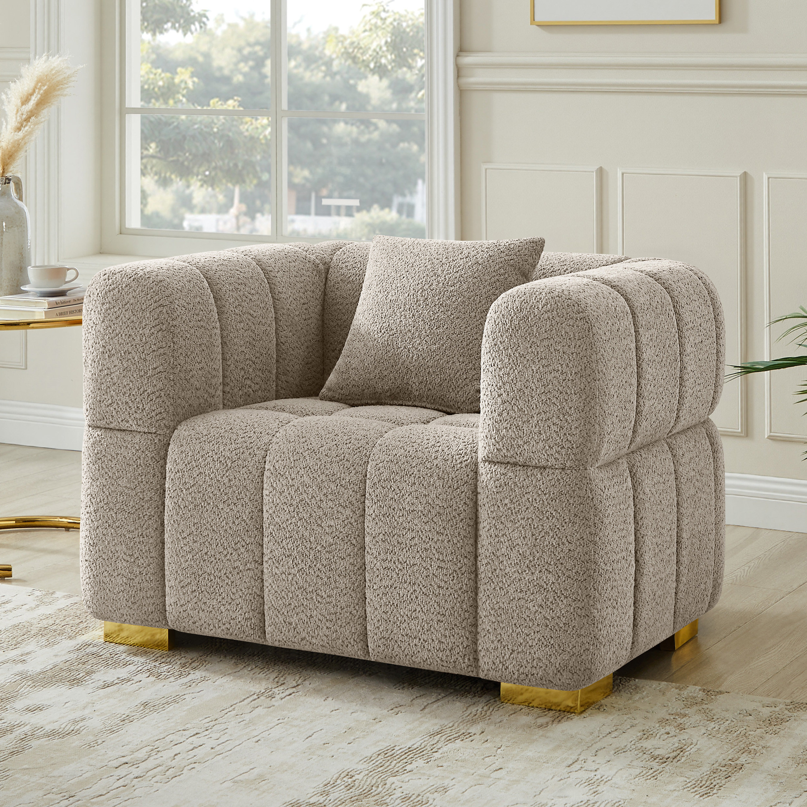 Everly Quinn 44In Oversized Boucle Tufted Accent Chair - Wayfair Canada