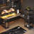 Amberann Adjustable L-Shaped Metal Base Computer Desk with Power Outlet