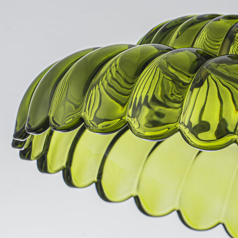 Plafonnier semi-encastré vintage en verre côtelé à 1 lumière, Green