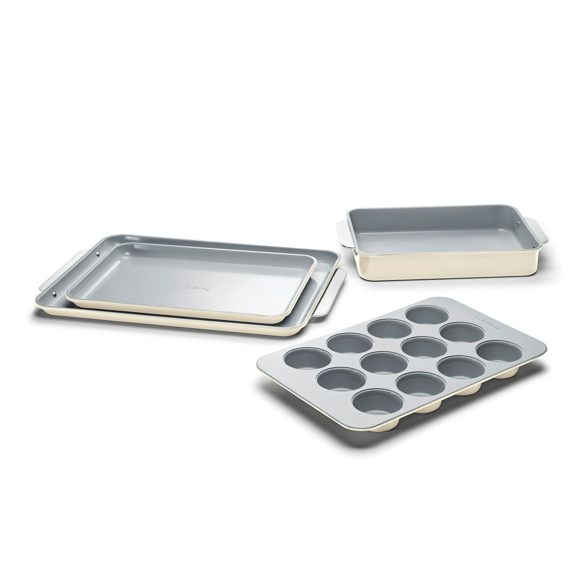 Caraway Non-Toxic Nonstick Ceramic Half Bakeware Set, Cream