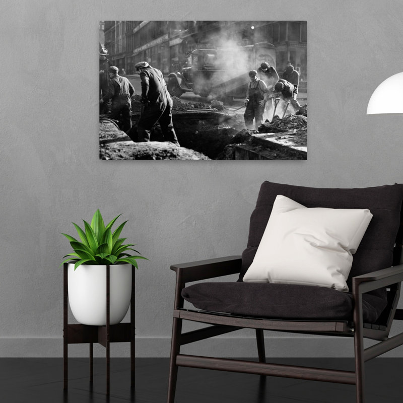 1930S Construction Street Workers Digging Ditch Boston Ma Usa Classic Industrial Retro City Wall Art, H 24 po x l 16 po