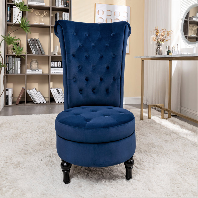 Fulviah Velvet Slipper Chair, Dark Blue Velvet